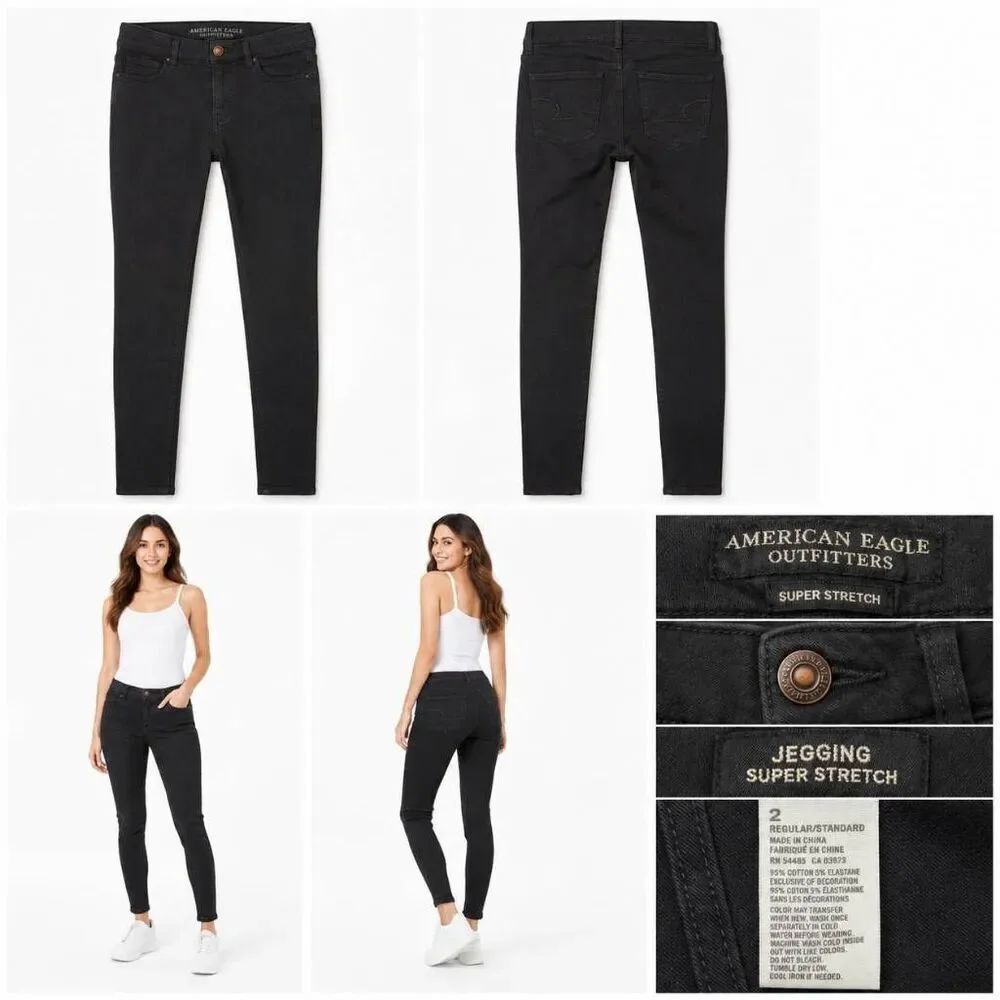 American Eagle Jegging Super Stretch Black Skinny Jeans 2